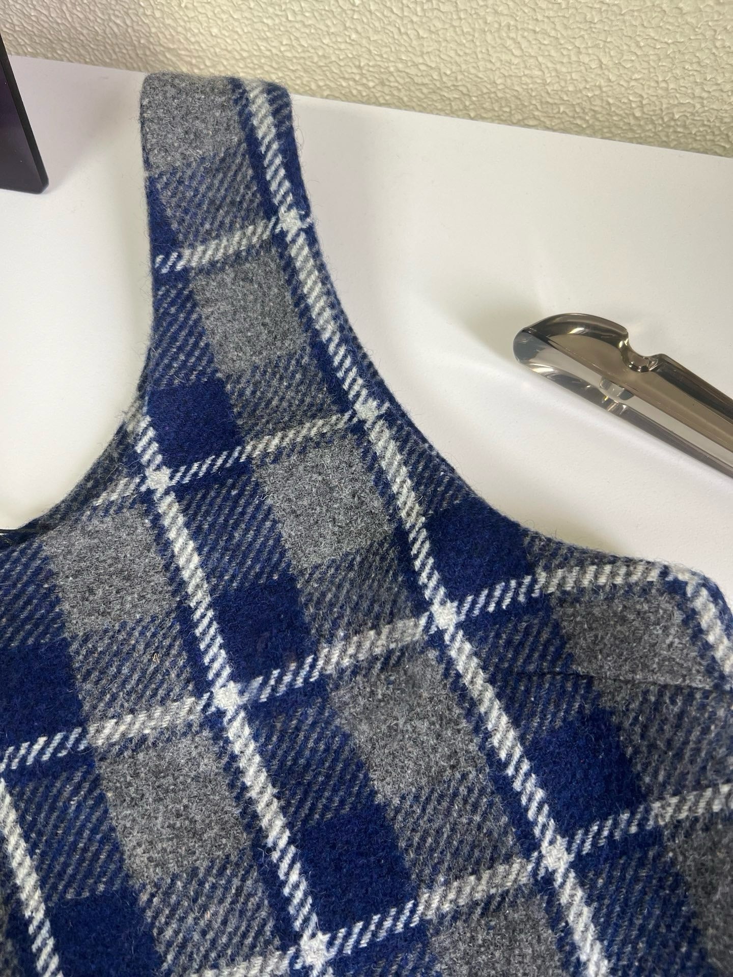 Wool Plaid Pinafore Dress, Collared Knit Polo Shirt & Tartan Mini Skirt Set - Preppy Style Woolen 3-Piece Collection