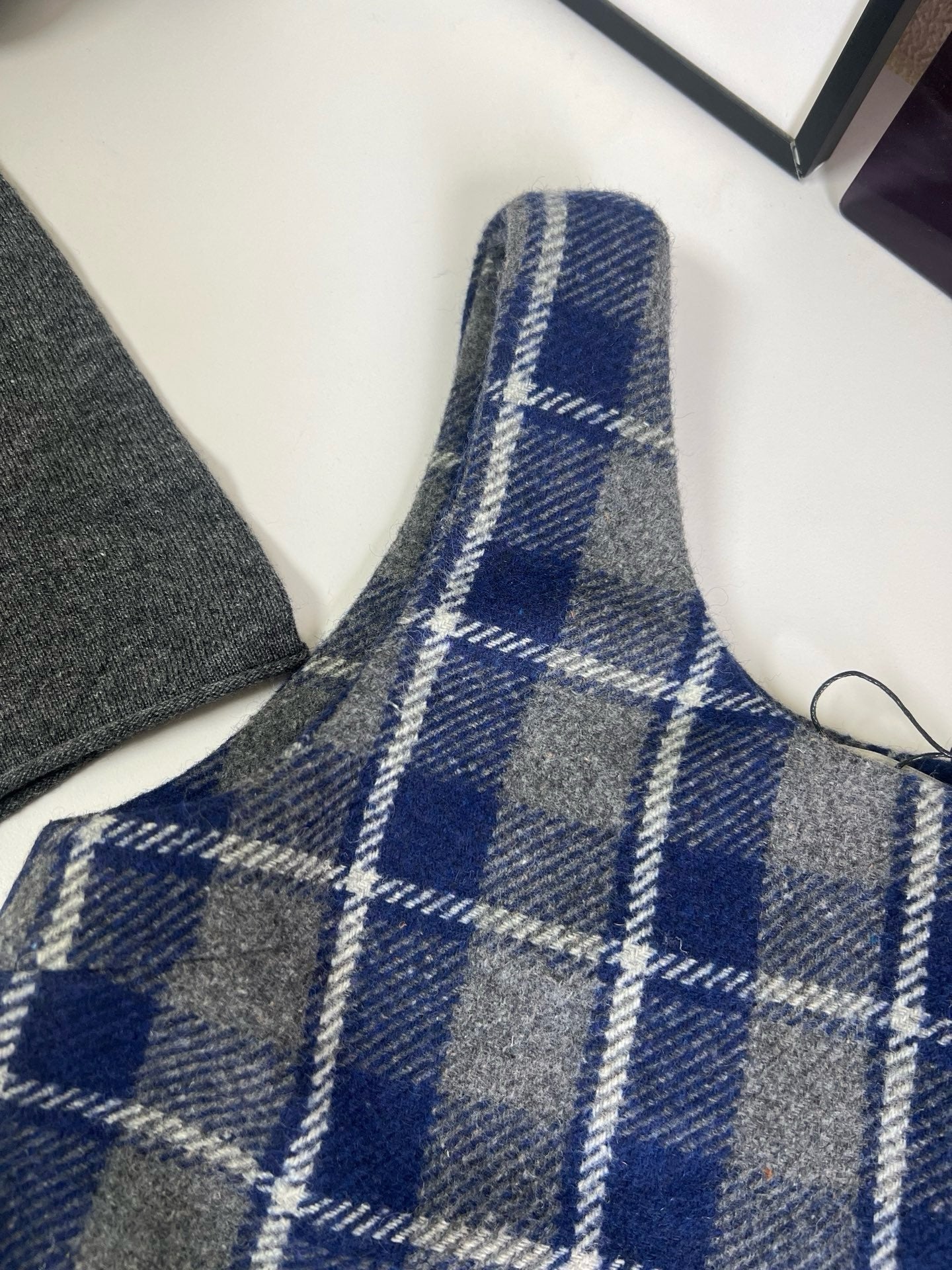Wool Plaid Pinafore Dress, Collared Knit Polo Shirt & Tartan Mini Skirt Set - Preppy Style Woolen 3-Piece Collection