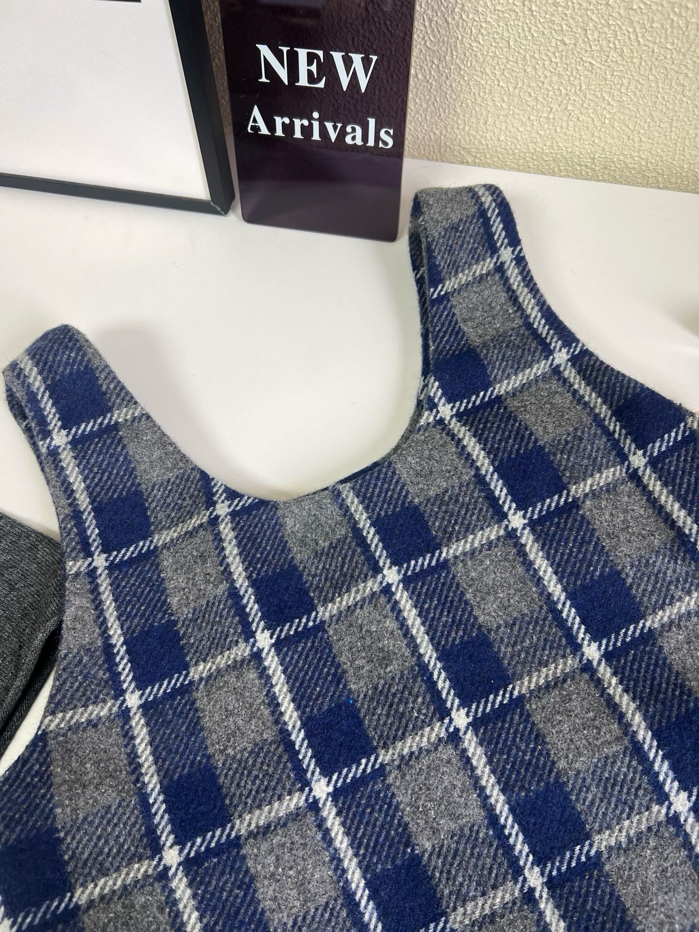 Wool Plaid Pinafore Dress, Collared Knit Polo Shirt & Tartan Mini Skirt Set - Preppy Style Woolen 3-Piece Collection