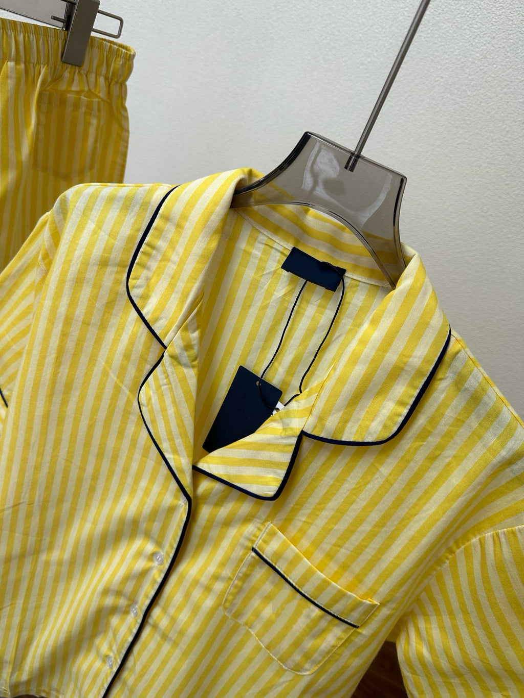Premium 100% Cotton Striped Pajama Set: Soft Yellow Summer Loungewear - Classic Short Sleeve Sleepwear Set for Women - Breathable Comfort Home Wear