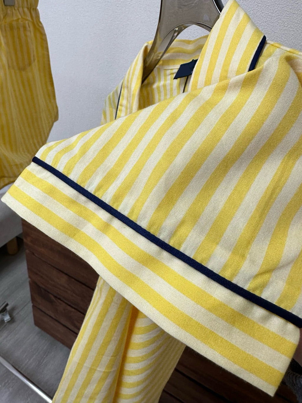 Premium 100% Cotton Striped Pajama Set: Soft Yellow Summer Loungewear - Classic Short Sleeve Sleepwear Set for Women - Breathable Comfort Home Wear