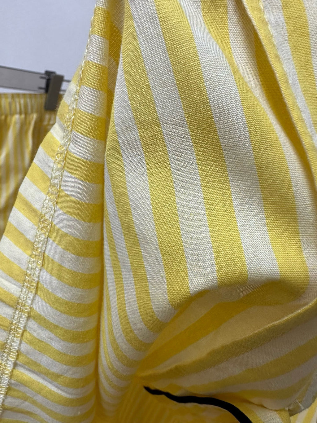 Premium 100% Cotton Striped Pajama Set: Soft Yellow Summer Loungewear - Classic Short Sleeve Sleepwear Set for Women - Breathable Comfort Home Wear