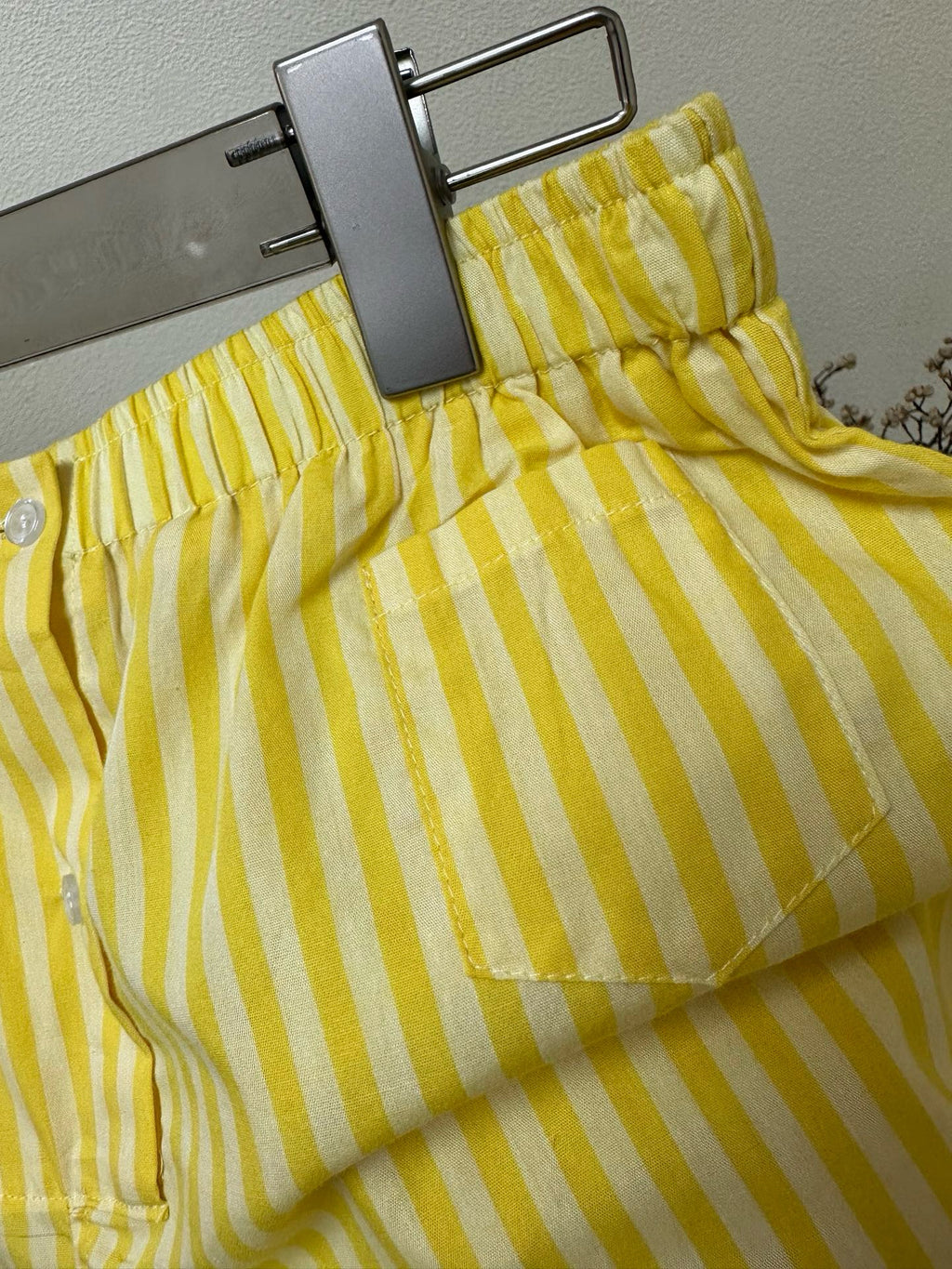 Premium 100% Cotton Striped Pajama Set: Soft Yellow Summer Loungewear - Classic Short Sleeve Sleepwear Set for Women - Breathable Comfort Home Wear
