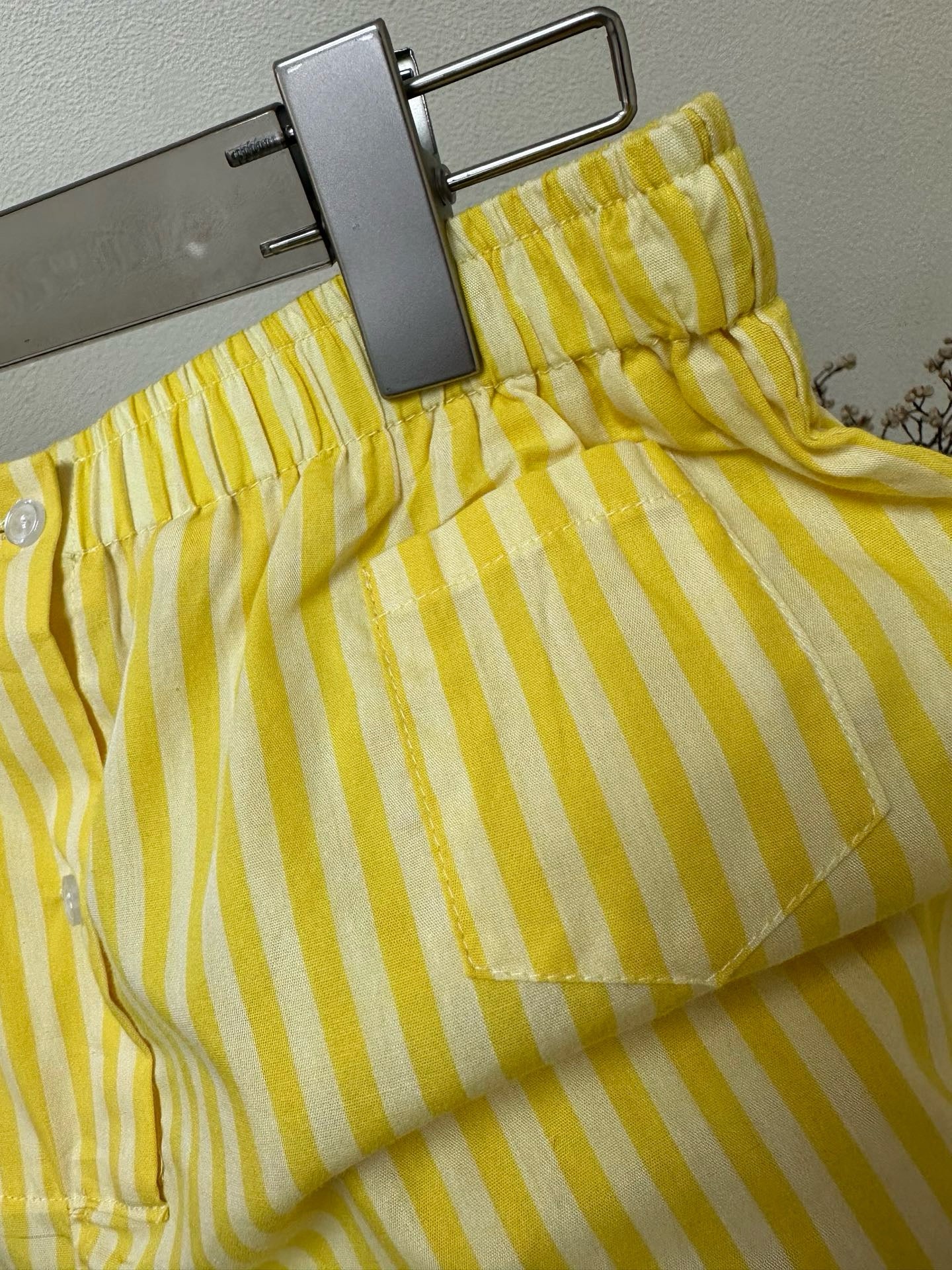 Premium 100% Cotton Striped Pajama Set: Soft Yellow Summer Loungewear - Classic Short Sleeve Sleepwear Set for Women - Breathable Comfort Home Wear