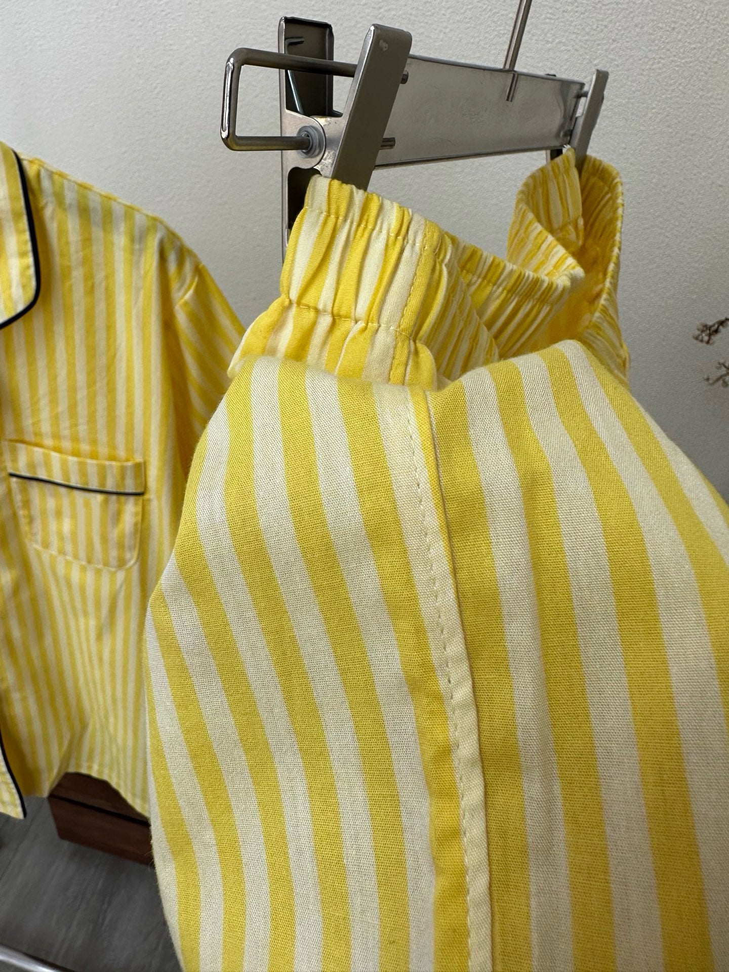 Premium 100% Cotton Striped Pajama Set: Soft Yellow Summer Loungewear - Classic Short Sleeve Sleepwear Set for Women - Breathable Comfort Home Wear