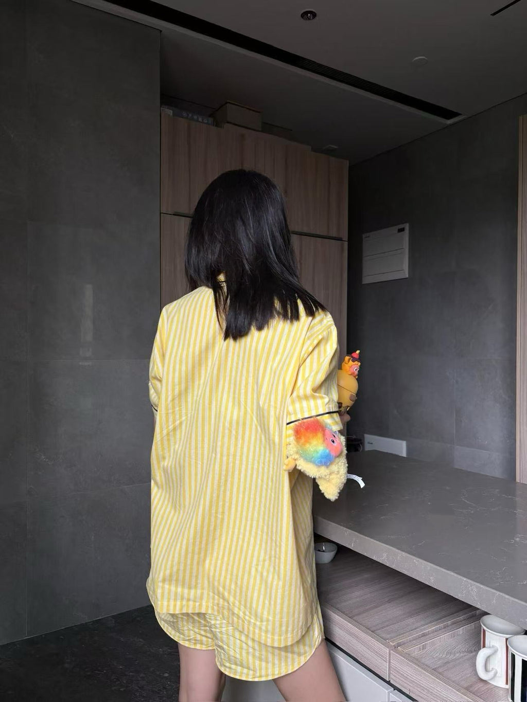 Premium 100% Cotton Striped Pajama Set: Soft Yellow Summer Loungewear - Classic Short Sleeve Sleepwear Set for Women - Breathable Comfort Home Wear
