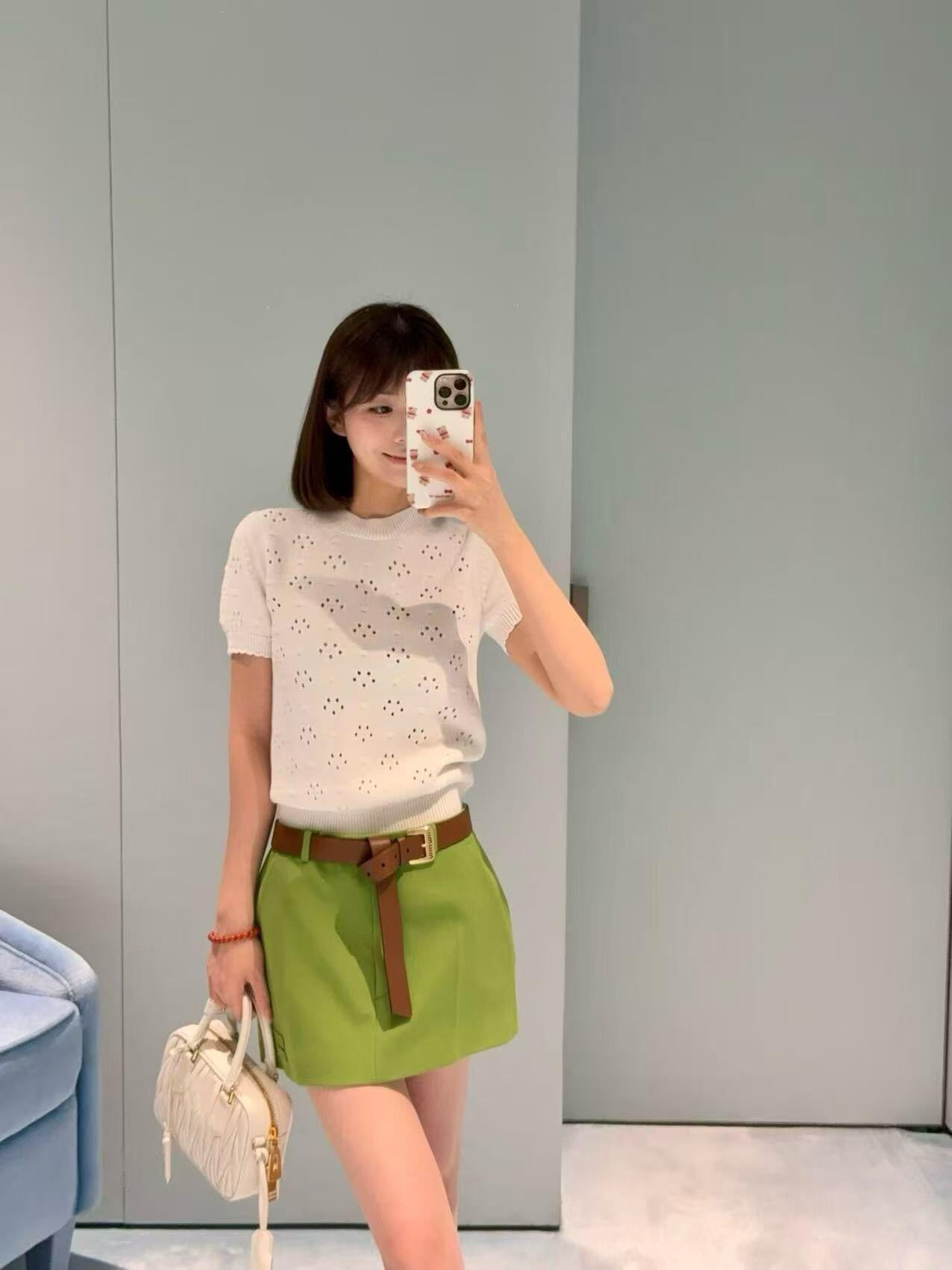 Summer Capsule Collection: Peter Pan Collar Polo, Pointelle Knit Tee & Vintage Plaid Skort - French Chic Preppy Set - Mix & Match Retro Summer Outfits