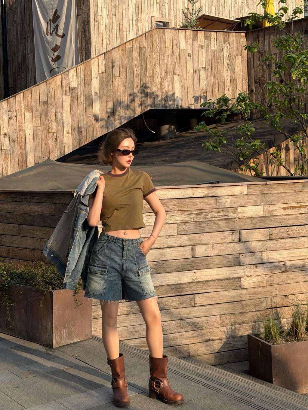 Retro Women's Cotton Tee & Polo Collection: Vintage Striped Polo, Olive Green Cropped Tee, & Jujube Red Ringer T-Shirt - 100% Premium Cotton