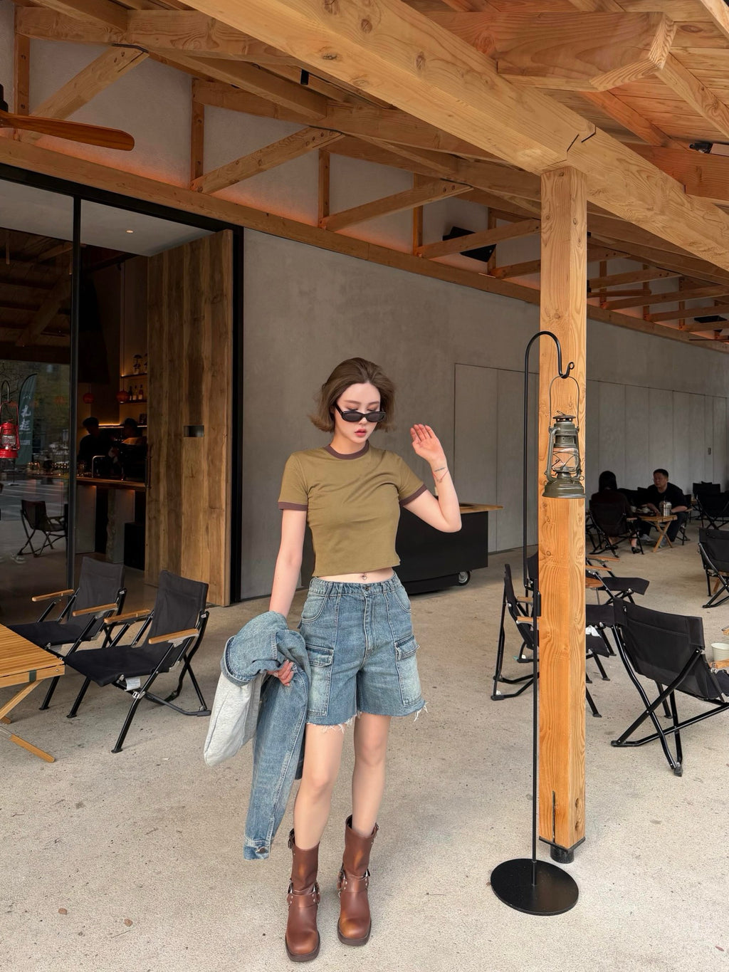 Retro Women's Cotton Tee & Polo Collection: Vintage Striped Polo, Olive Green Cropped Tee, & Jujube Red Ringer T-Shirt - 100% Premium Cotton