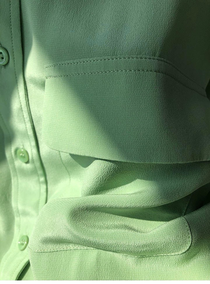 Luxury 100% Mulberry Silk Button-Down Shirt: Classic Long Sleeve Silk Blouse with Double Pockets - Premium Heavyweight Silk Top for Office & Casual - Available in 12 Vibrant Colors