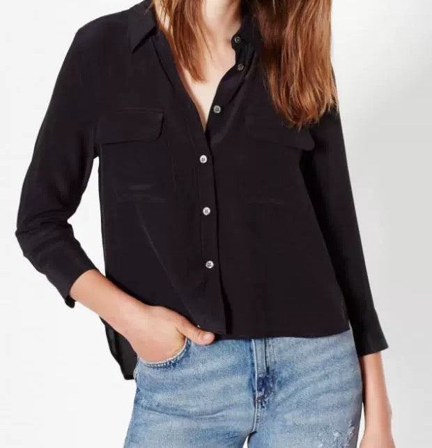 Luxury 100% Mulberry Silk Button-Down Shirt: Classic Long Sleeve Silk Blouse with Double Pockets - Premium Heavyweight Silk Top for Office & Casual - Available in 12 Vibrant Colors