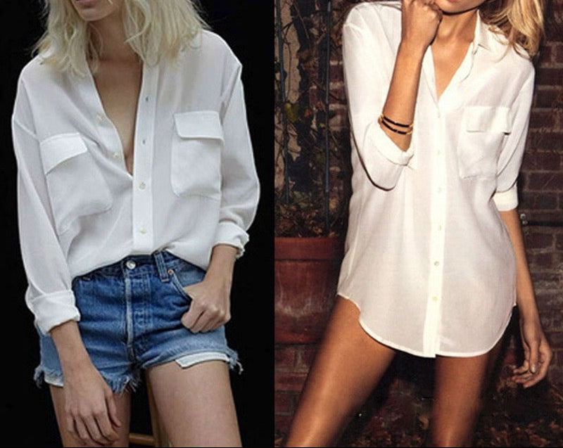 Luxury 100% Mulberry Silk Button-Down Shirt: Classic Long Sleeve Silk Blouse with Double Pockets - Premium Heavyweight Silk Top for Office & Casual - Available in 12 Vibrant Colors