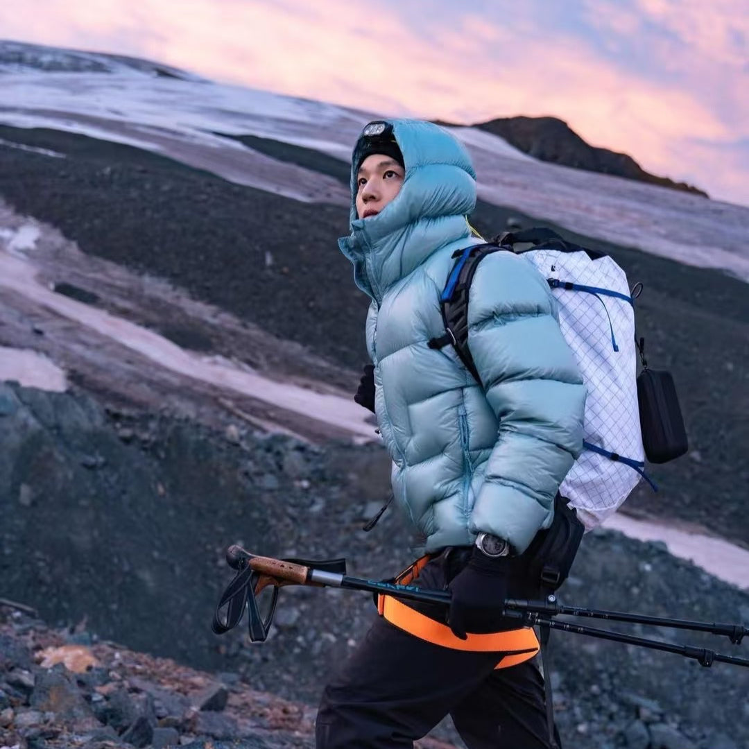 Winter Hooded 1000 Fill Power Water-Repellent Goose Down Lightweight Insulated Outdoor Jacket for Men and Women Unisex Warm  Water-proof with Pocket 1000FP