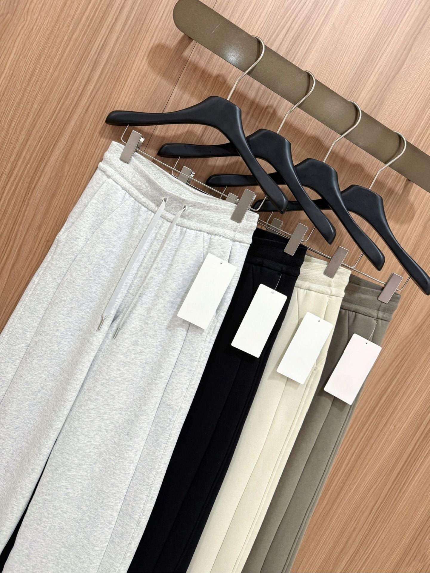 Scb Fleece-Lined High-Waisted Drawstring Wide-Leg Pants Warm Casual Versatile Slimming Autumn Winter Floor-Length Sweatpants 1266