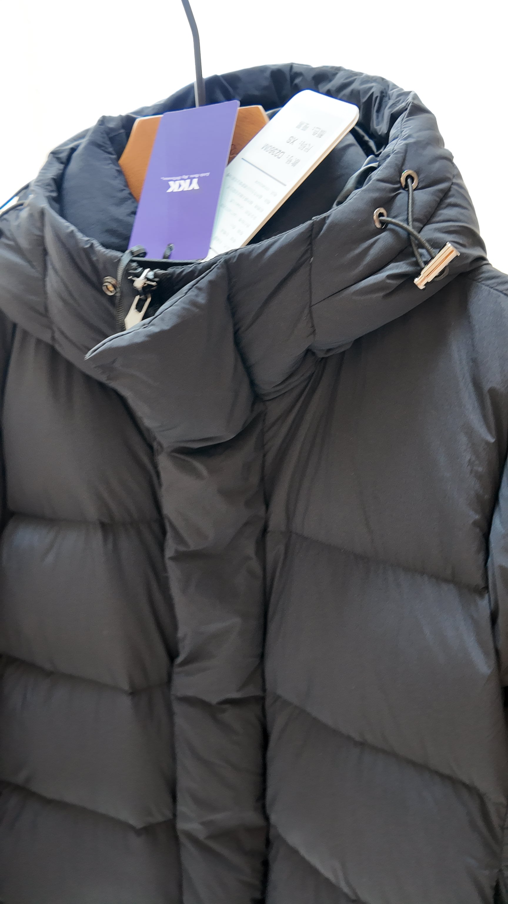 Winter Long Duck Down Jacket With 7 horizontal baffles Hooded Warm Puffy Unisex Black White Grey Easy Clean 850FP model 2360