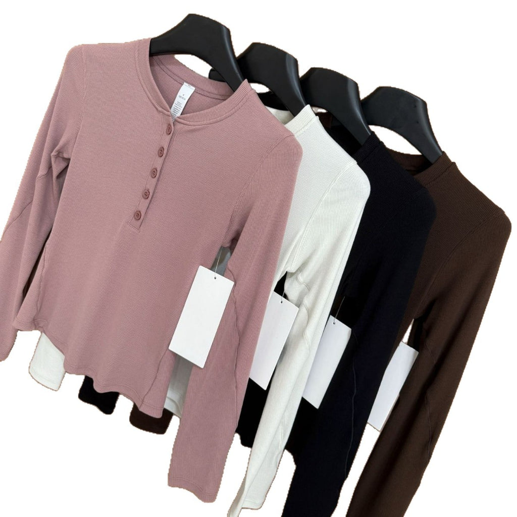 Hold Tight Modal Henley Shirt Slim Fit Yoga Fitness Sports Base Layer T Women's T-shirt