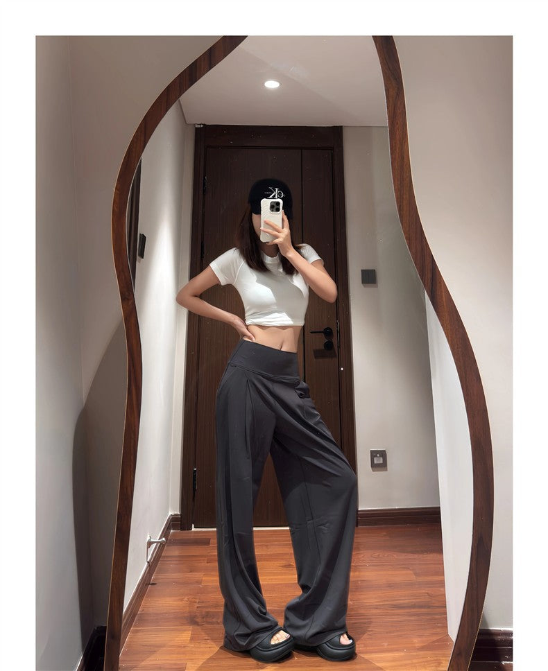 High Waisted Wide Leg Yoga Pants for Women Lycra Fabric Lounge Pants with Pockets Tummy Control & Butt Lifting Yoga Trousers