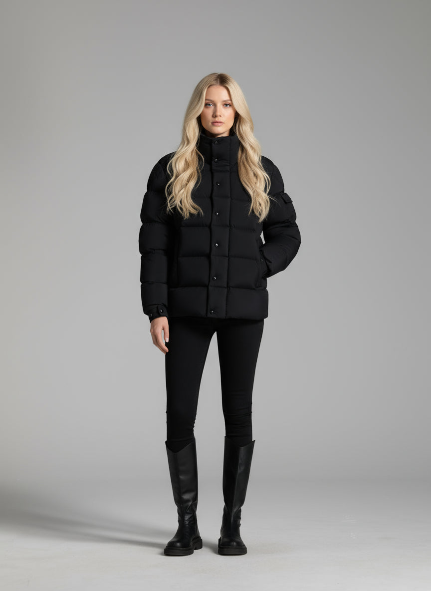 Goose Down Jacket Puffy Fluffy Warm Woman Easy Clean With Hood Lightweight 850FP model 3017