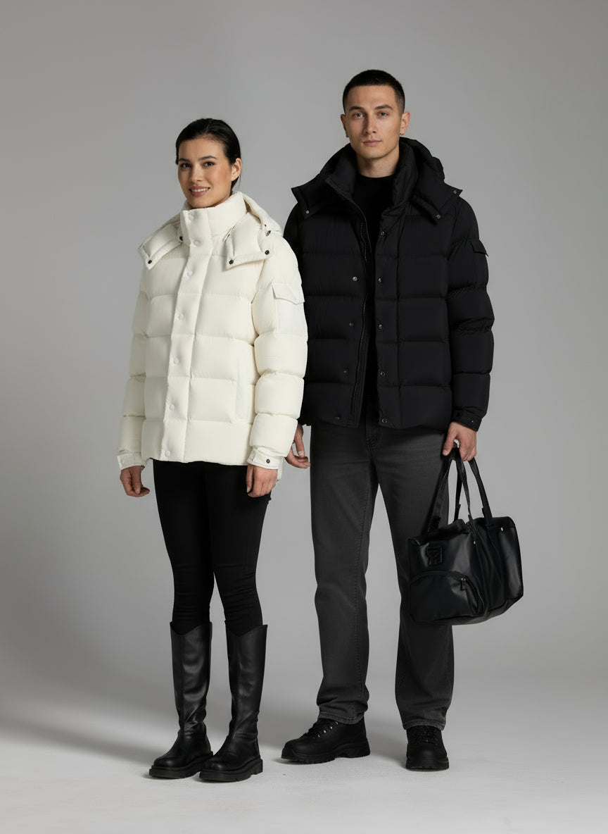 Goose Down Jacket Puffy Fluffy Warm Woman Easy Clean With Hood Lightweight 850FP model 3017