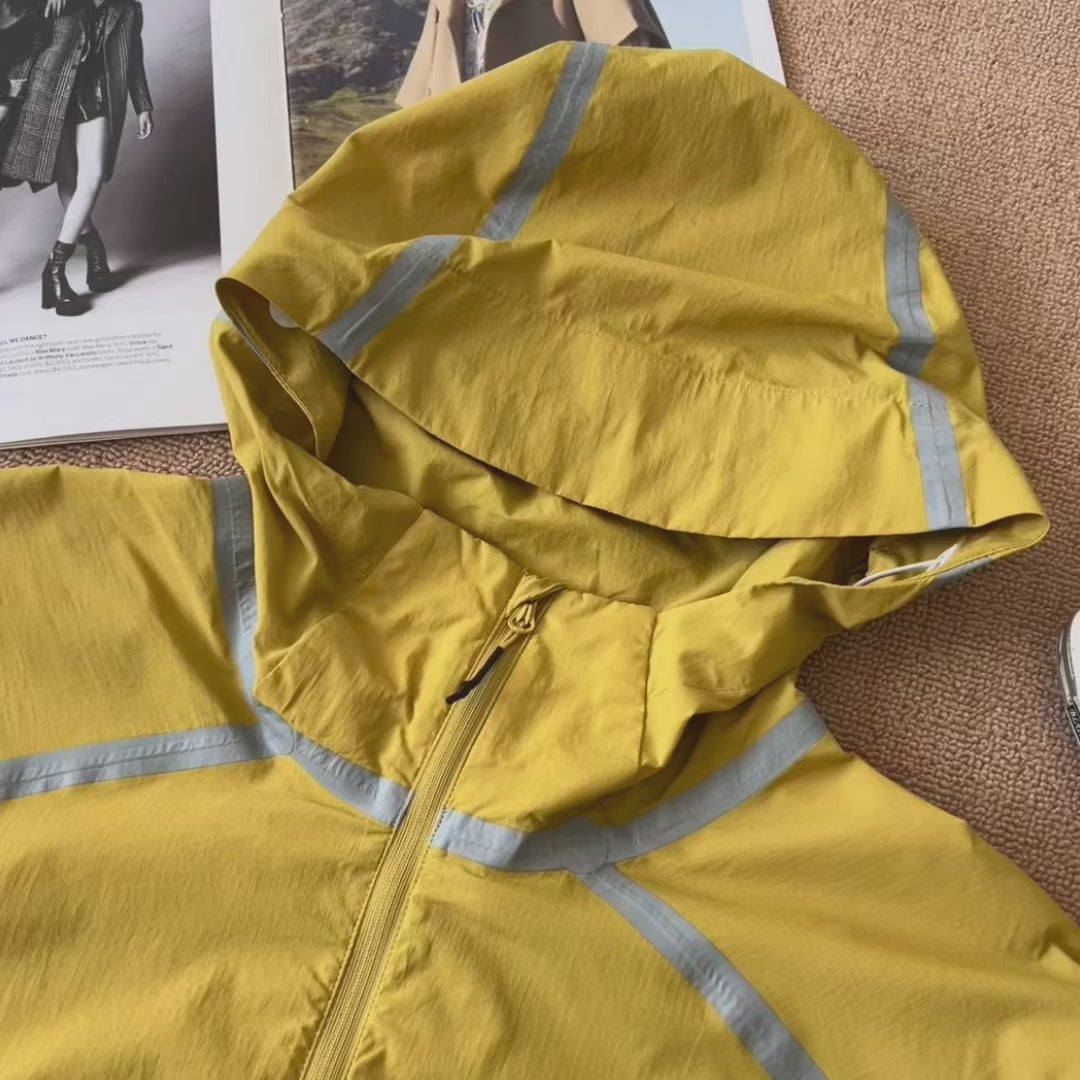Unisex Lightweight Waterproof Reflective Yellow Outdoor Jacket Quick-Drying