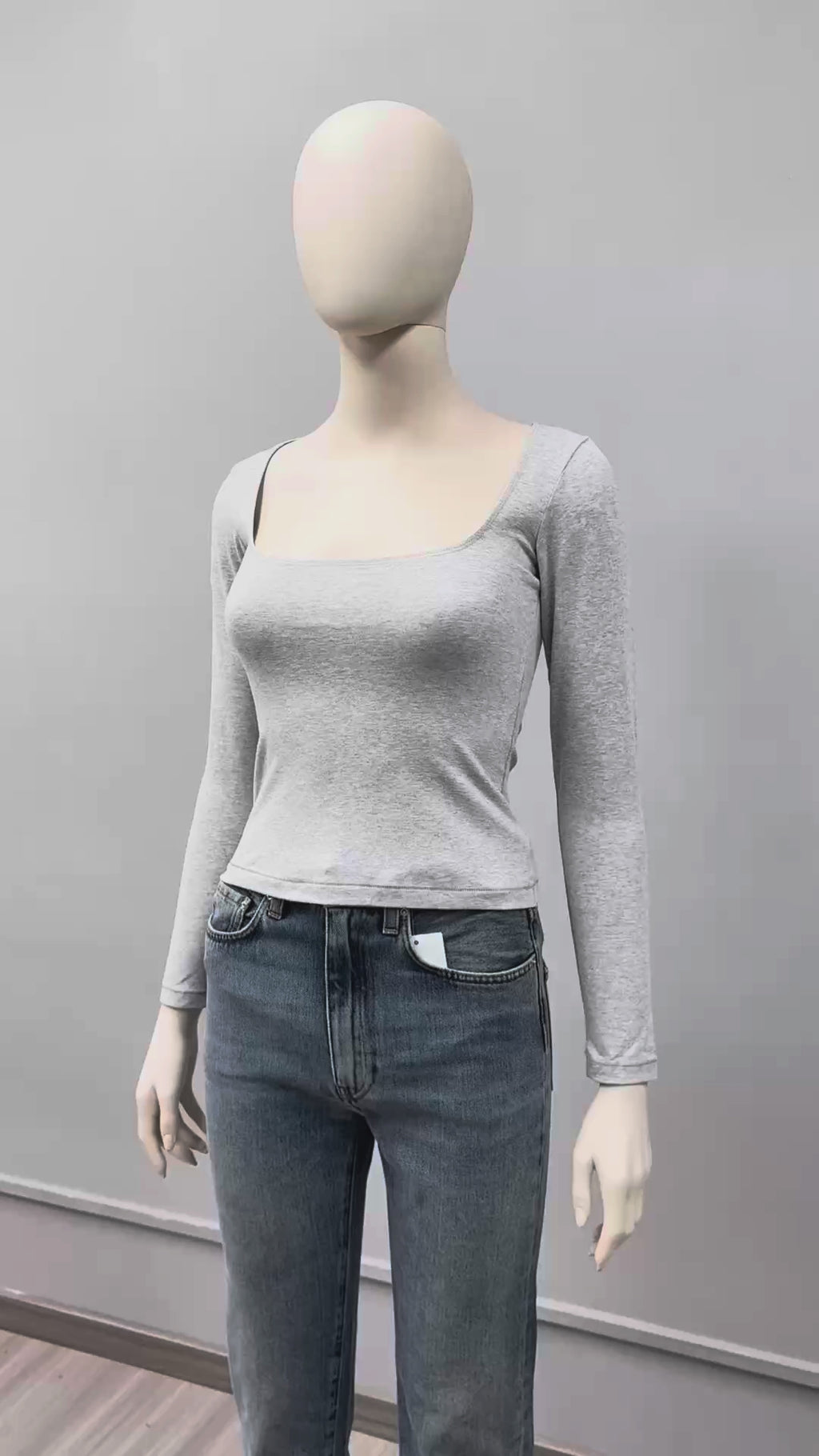 Long Sleeve Square Neck Cotton Top – Ballet-Core Style Ultra-Soft "Baby-Skin" Brushed Cotton Square Neck Tee