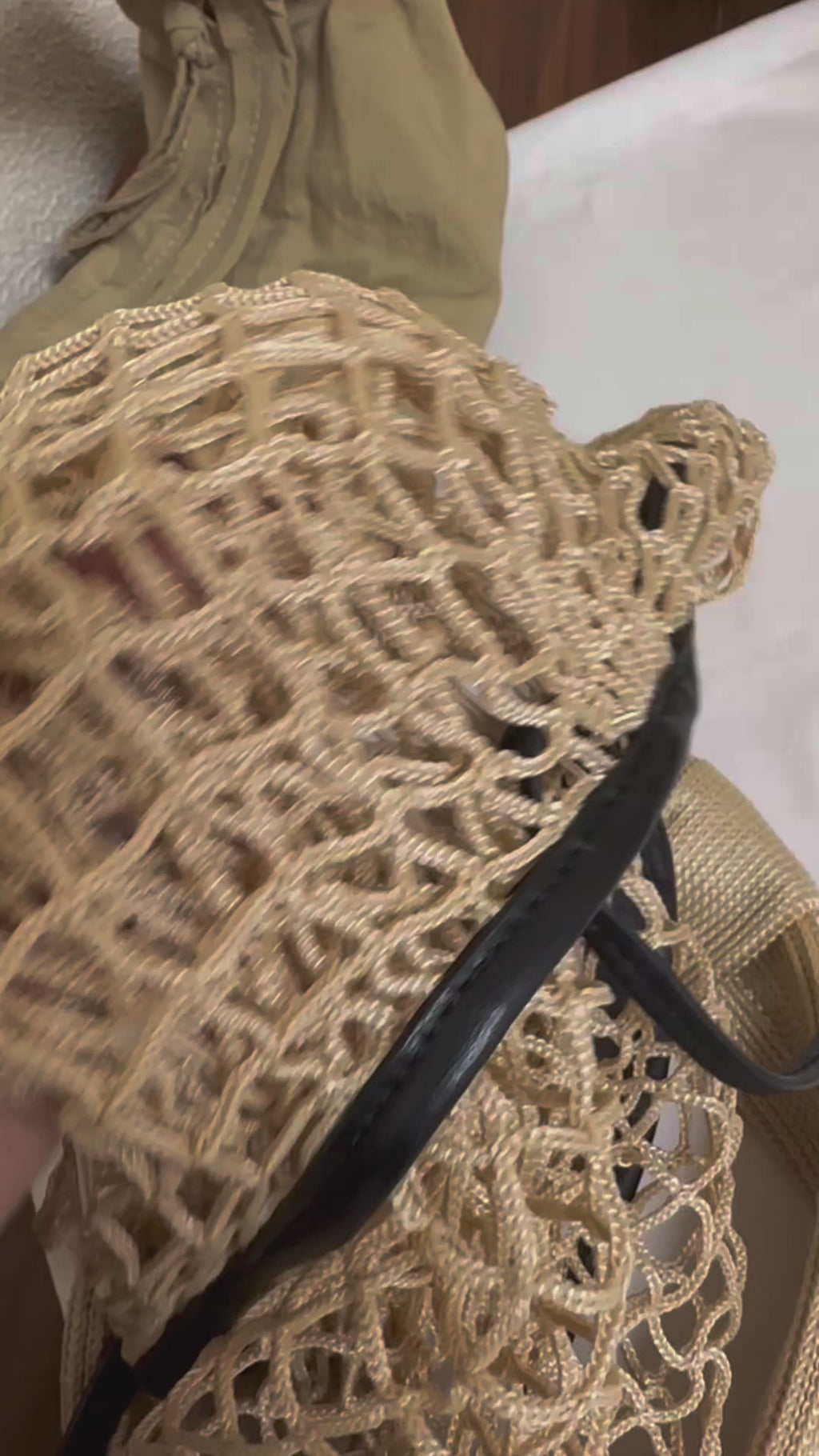 Elegant Beige Woven Mesh Tote Bag For Women Lightweight Shoulder Crossbody