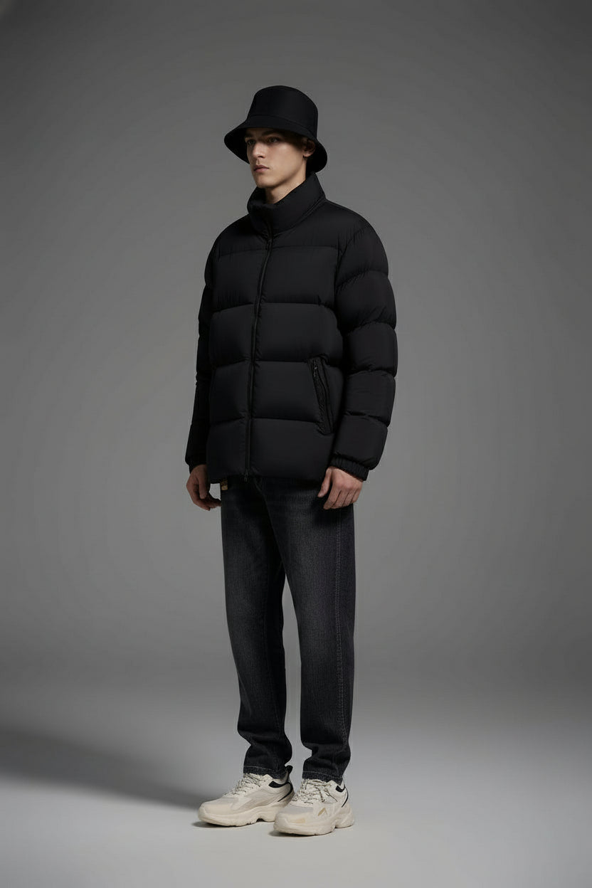 Duck down jacket With Hood Man Women Unisex Warm Black Easy Clean Classic Lightweight model 2452