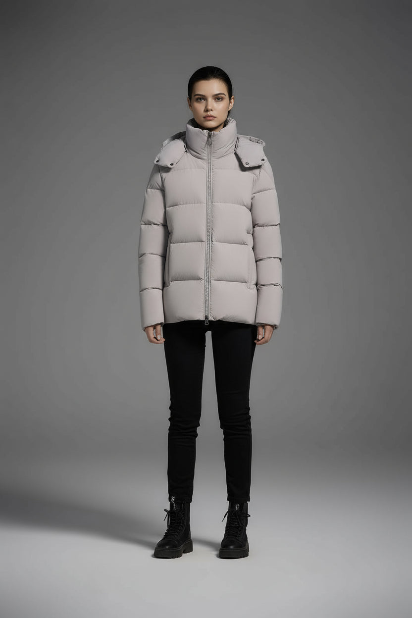 White Duck Down Hooded Jacket Puffy Fluffy Woman Cloud-like Soft Warm Unisex Man Pocket Hood Black 850FP Model2306